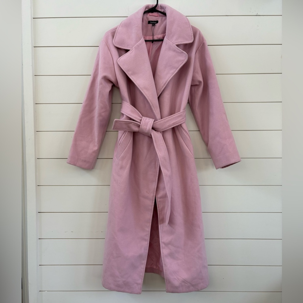 Boohoo NWOT Soft Pink Trench Coat